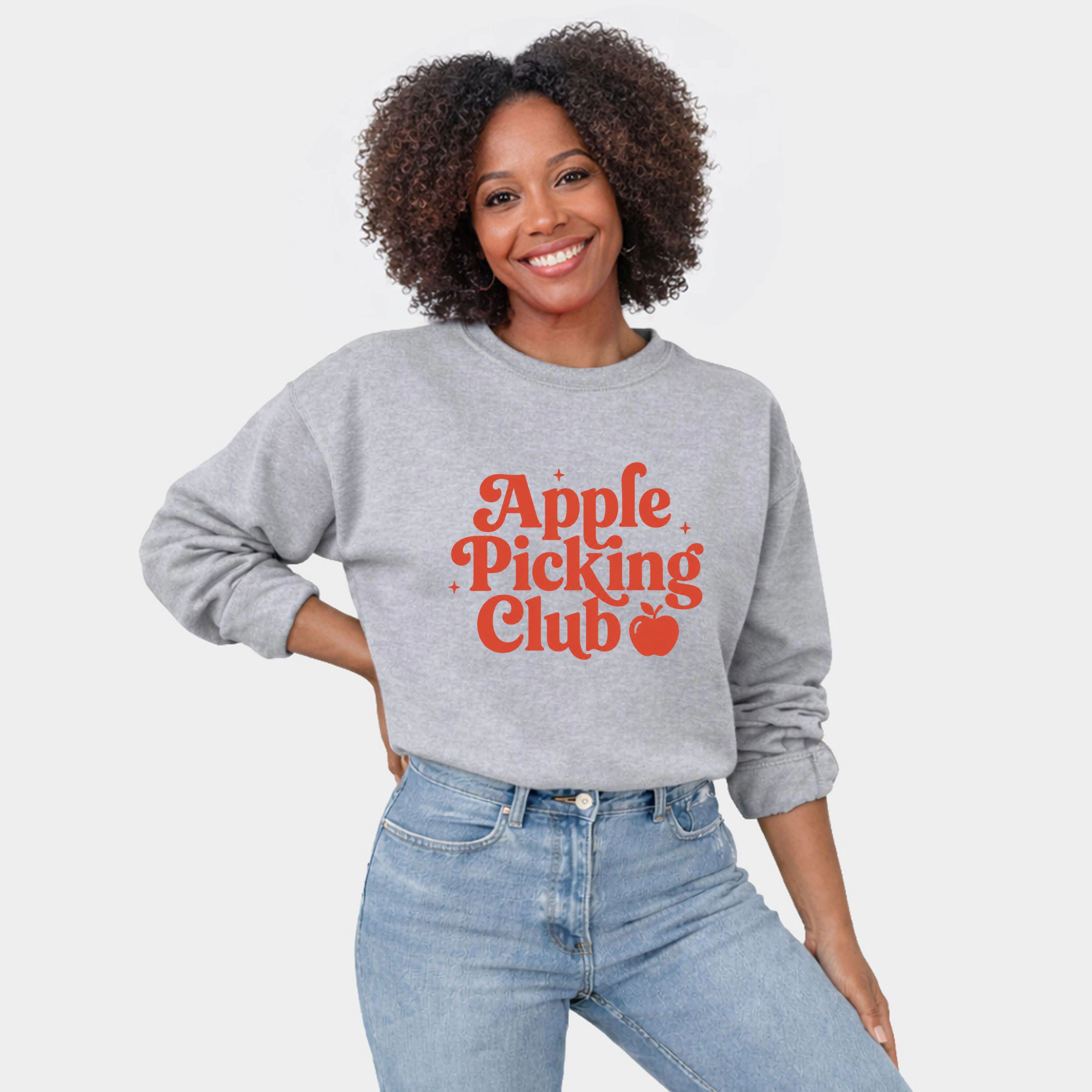 Simply Sage Market - Women's Graphic Sweatshirt Apple Picking Club Stars
