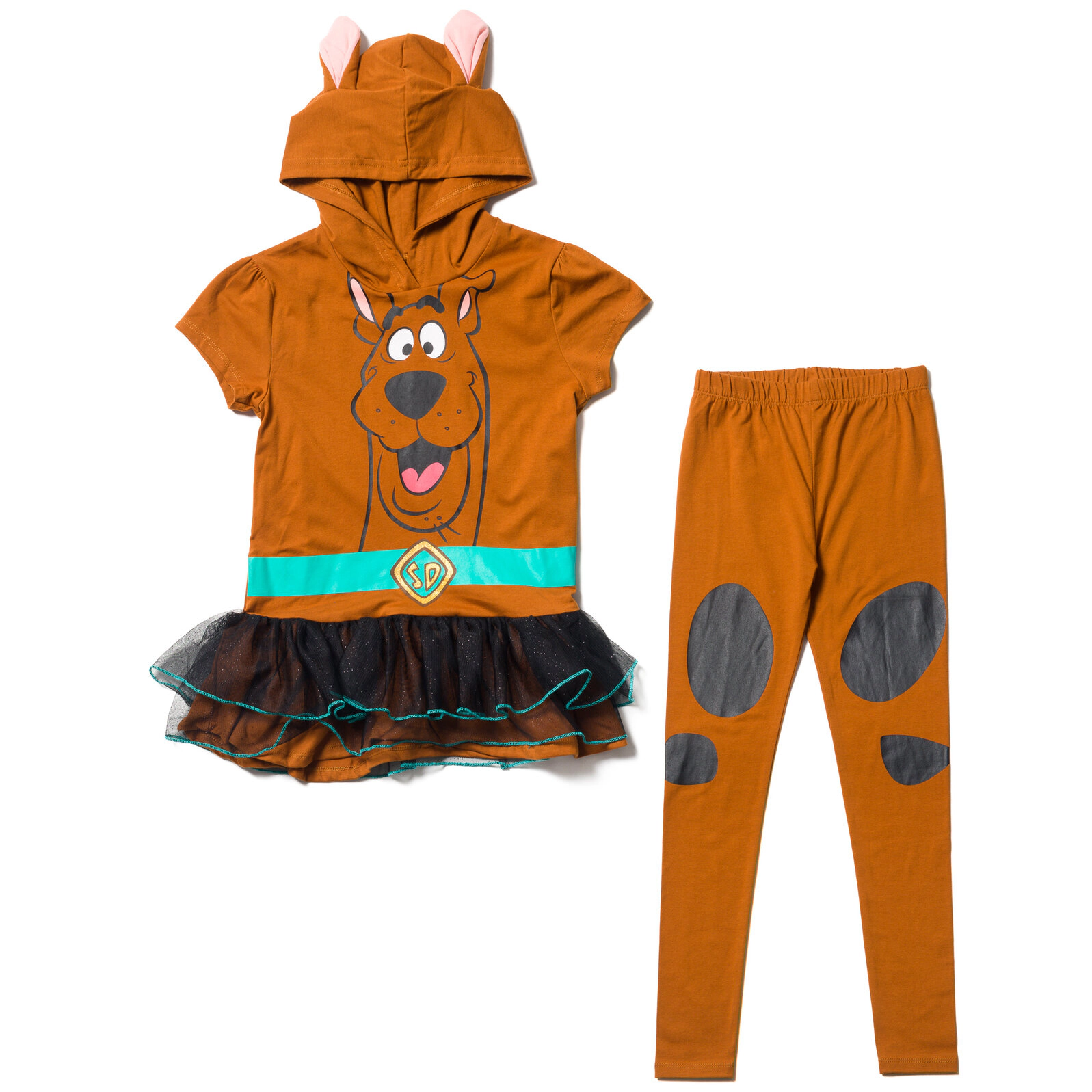 Scooby-Doo Girls' Cosplay Hooded Tutu Tee and Leggings Set
