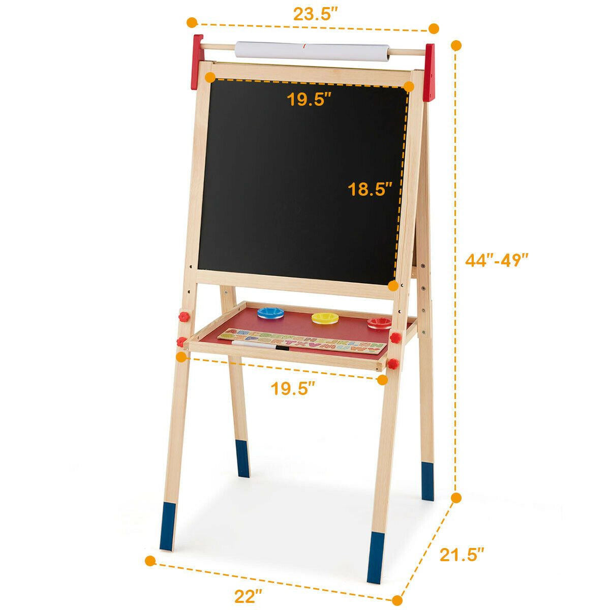 SlickBlue 3-in-1 Kids Easel with Magnetic Blackboard and Whiteboard