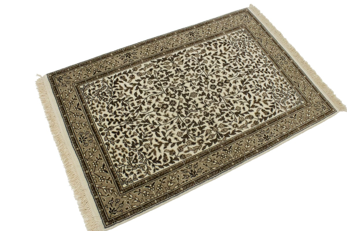 Magic Rugs 2'7 X 3'11 Hand Knotted Cream & Brown Floral Kirman Wool Rug