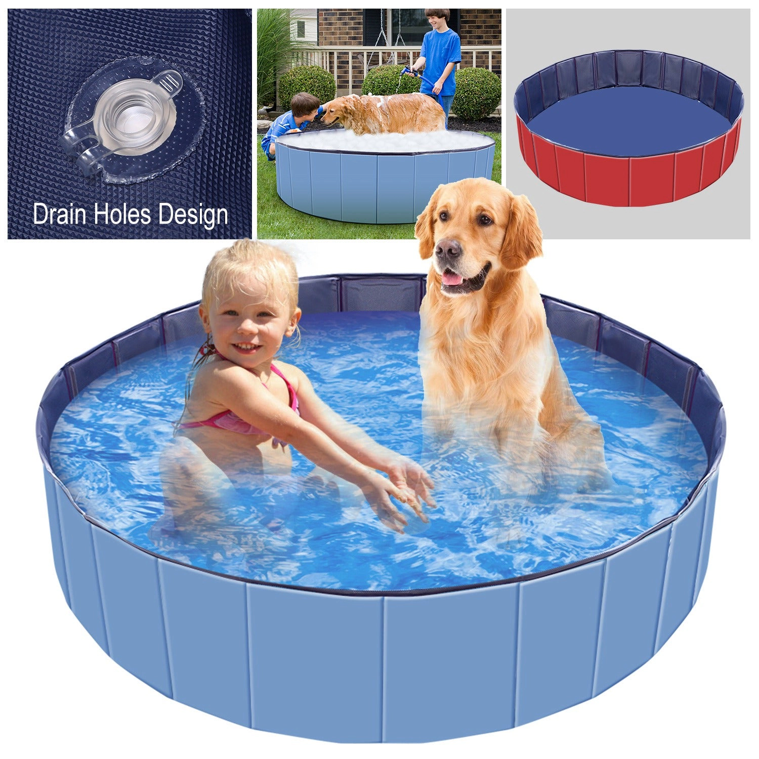 GBruno 63 Inch Foldable Pet Swimming Pool