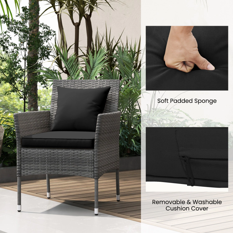 Hivvago 3 Pieces Patio Furniture Set With Cushioned Chairs And Tempered Glass Coffee Table