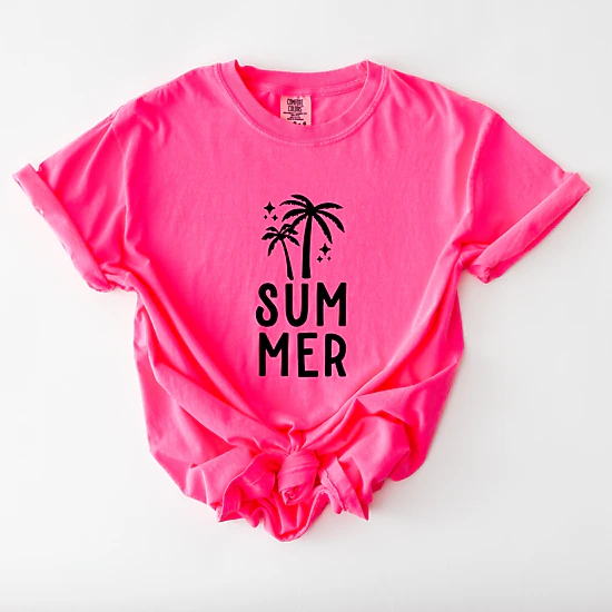Simply Sage Market - Summer Palm - Women's Garment Dyed Graphic T-Shirt