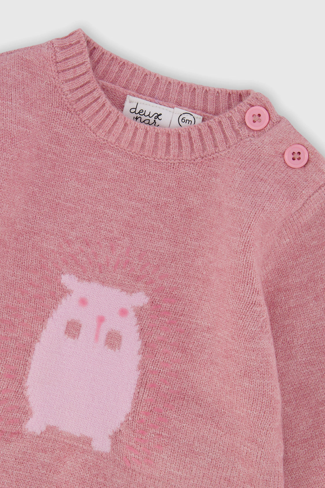 Deux par Deux Girls Knitted Hedgehog Detail Ruffle Hem Top and Pants Set