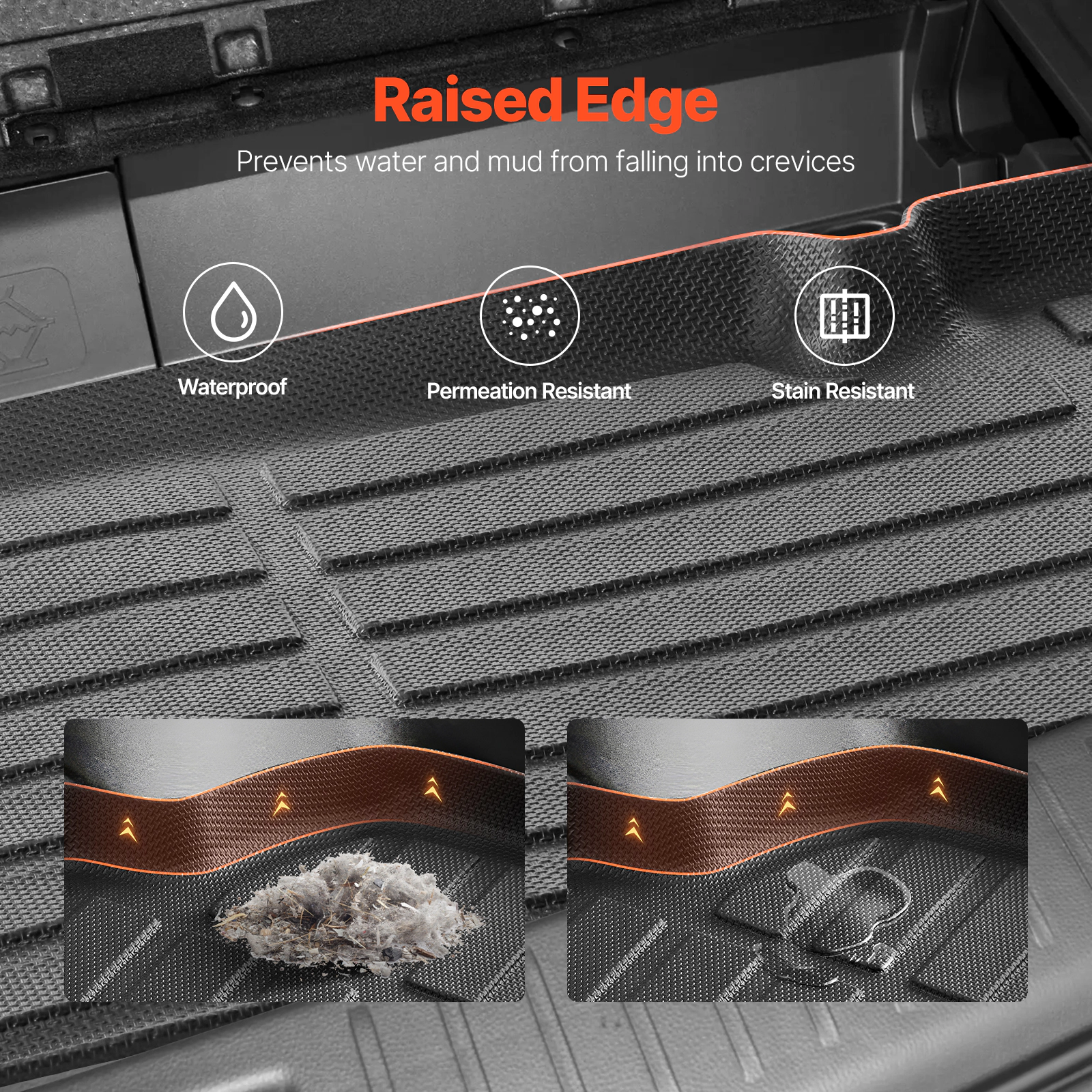 HONGGE Custom Fit TPE Cargo Mat for Toyota Kluger & Highlander 2020-2024, Trunk Liner with Backrest Mats, Black