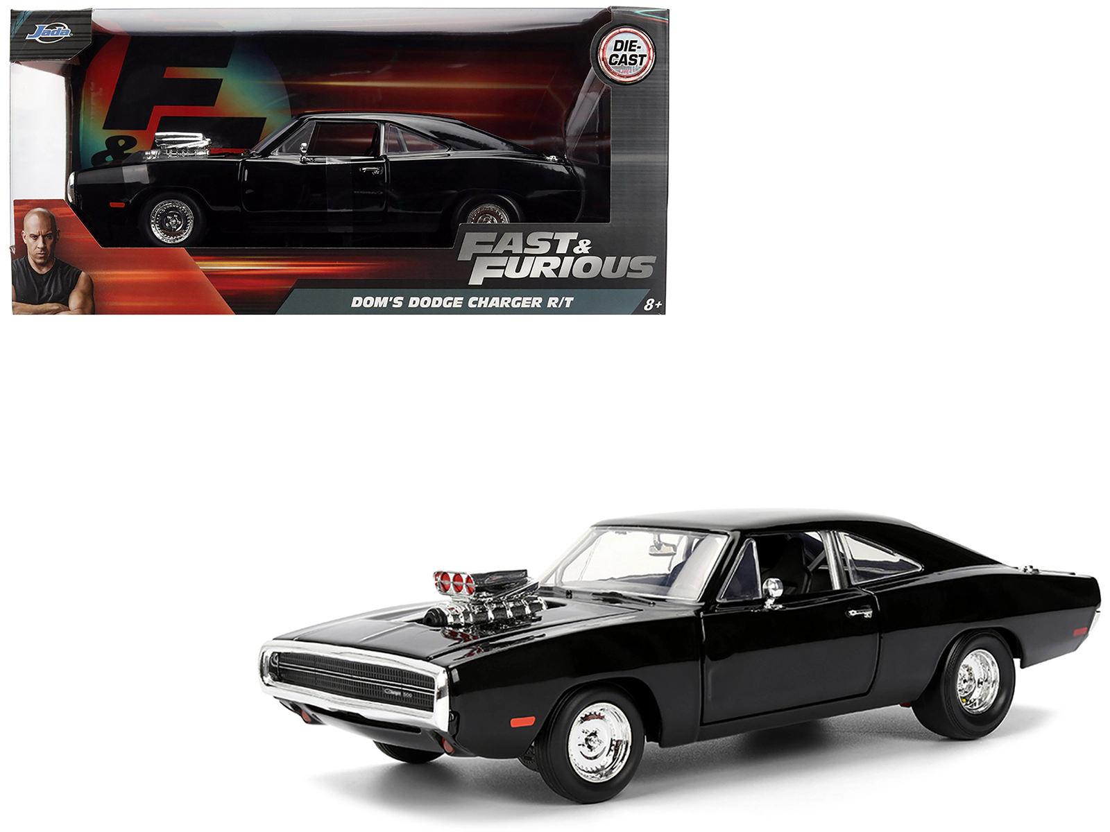 Jada Dom's 1970 Dodge Charger R/T Black "F9" (2021) Movie "Fast & Furious" Series 1/24 Diecast Model Car by Jada