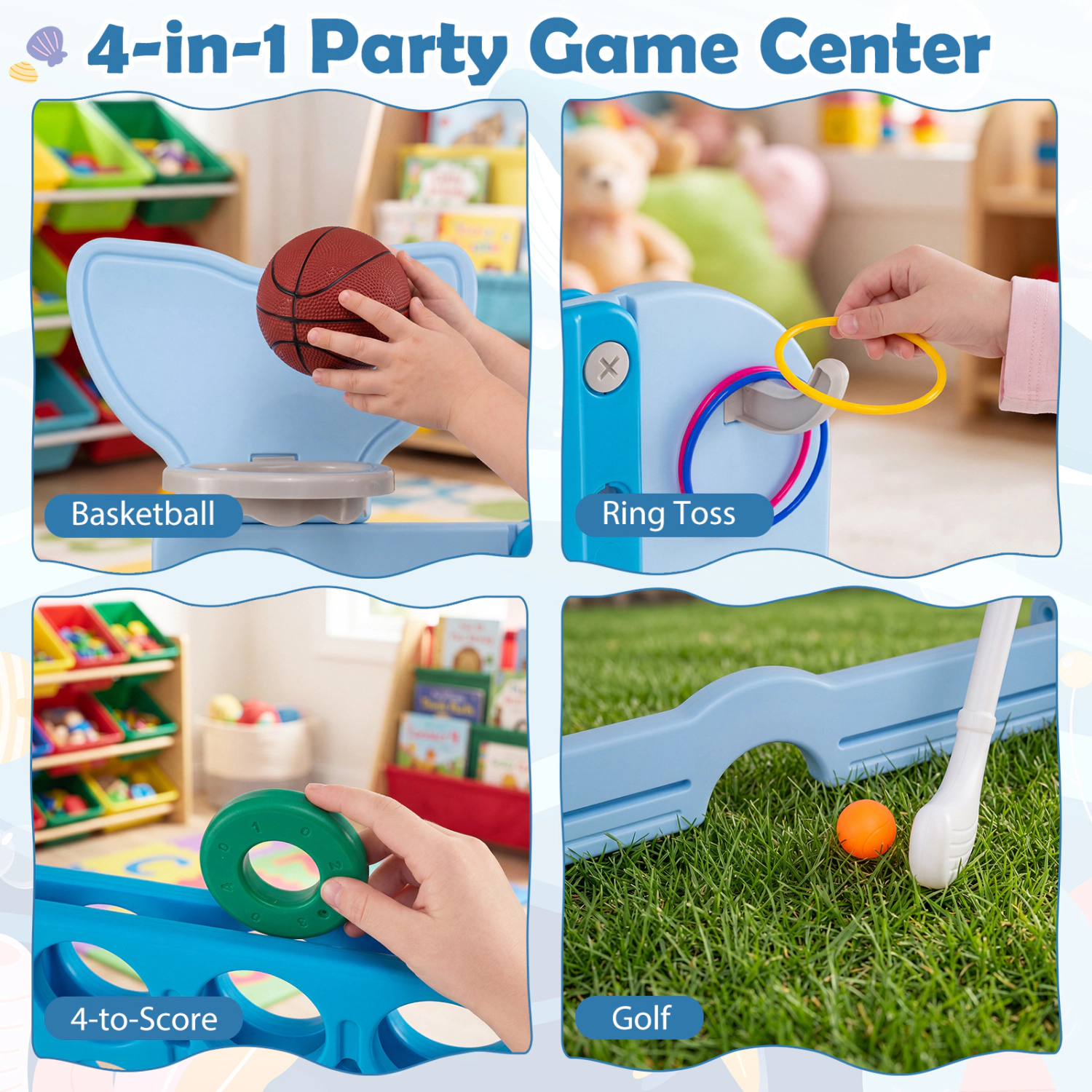Hivvago Giant 4-to-Score Game Set Jumbo Connect Four with Ring-toss