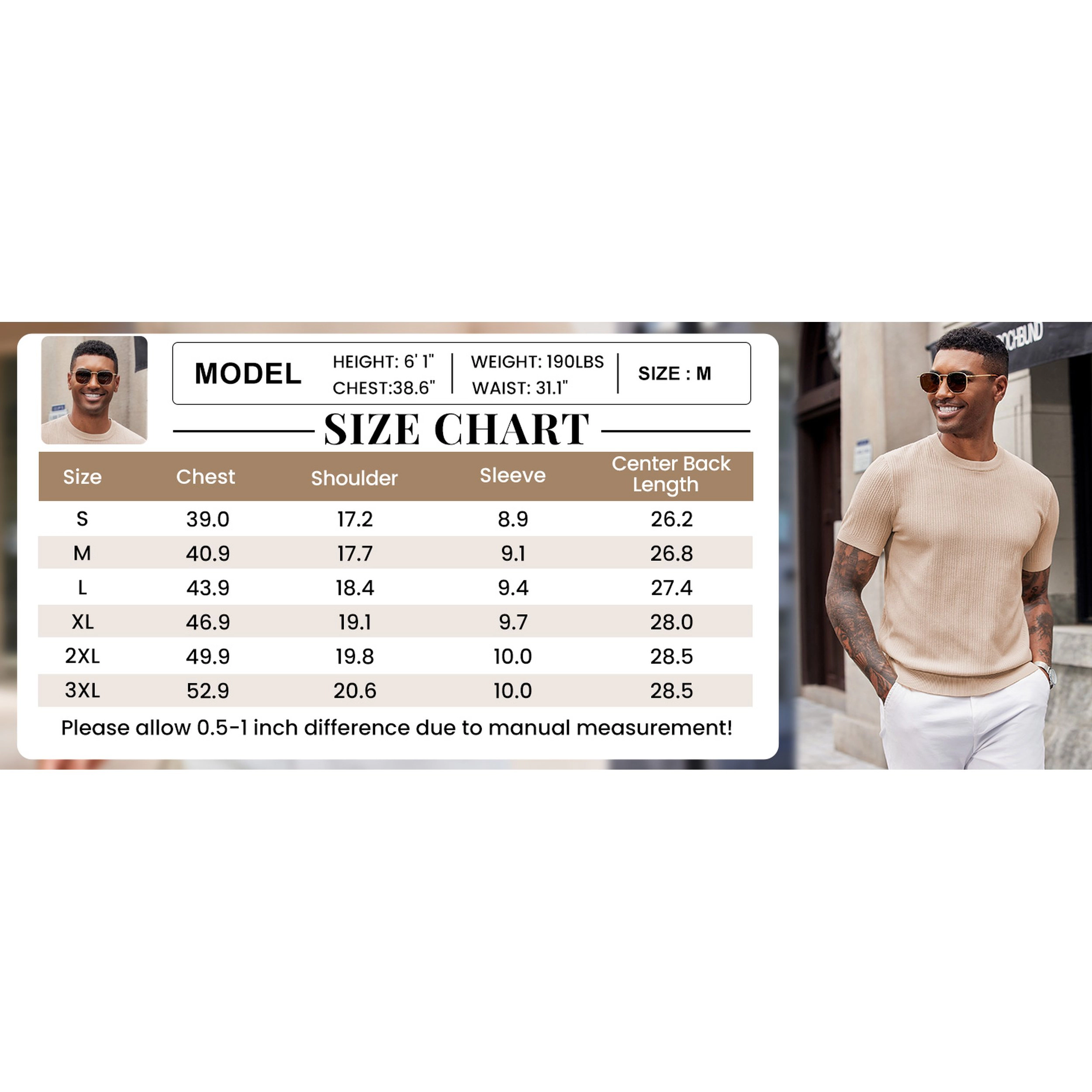 COOFANDY Men's Regular Fit Ribbed Knit Short Sleeve Crew Neck T-Shirt