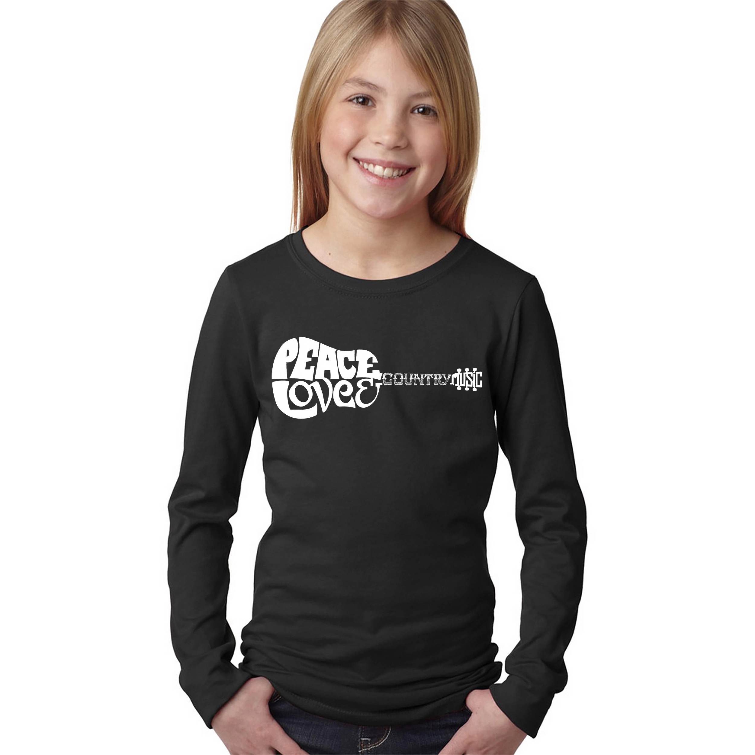 LA Pop Art Girls Long Sleeve Word T-Shirt