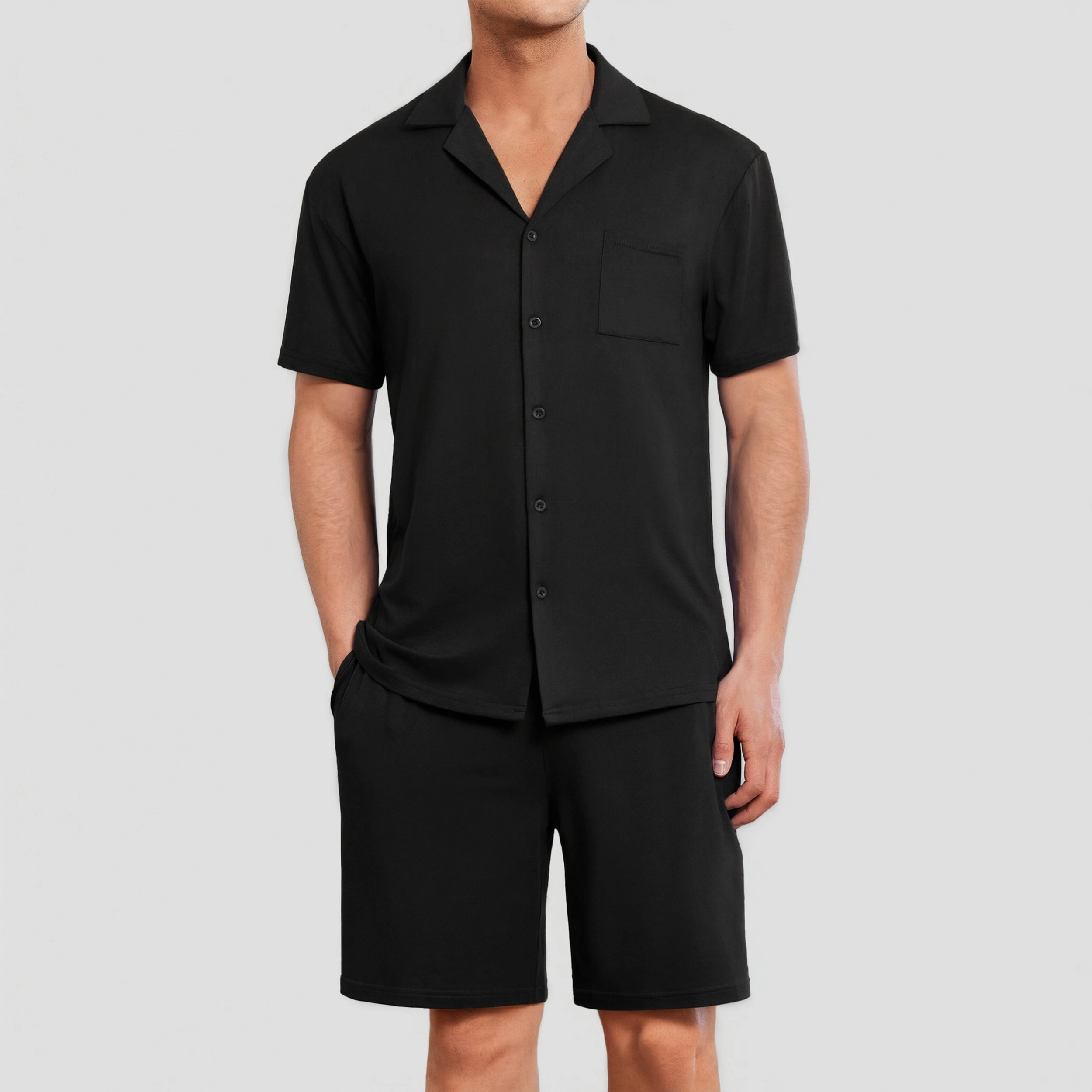Ekouaer Men's Pajama Set Short Sleeve Sleepwear Button-Down Soft Loungewear 2 Pc Shorts