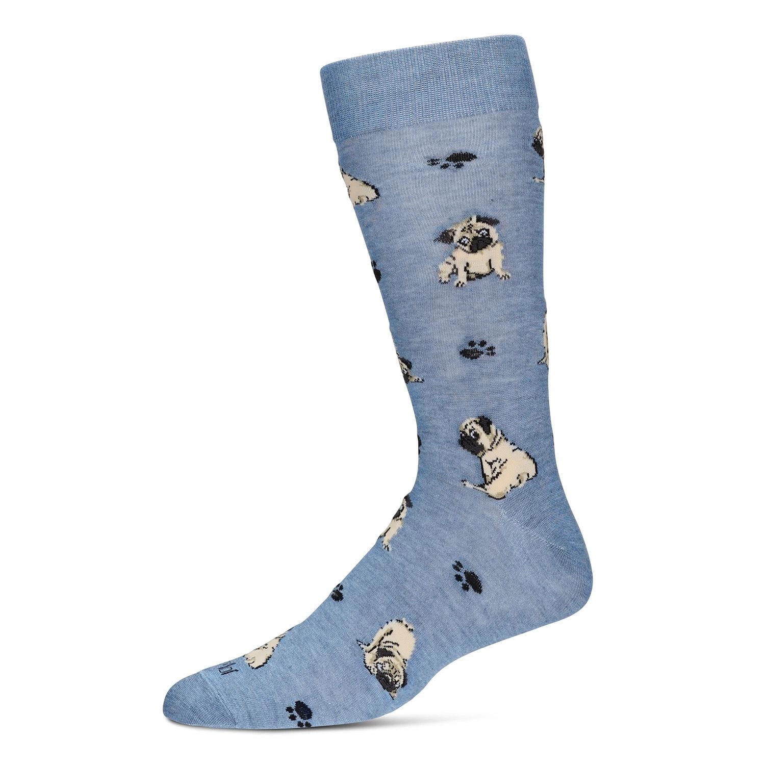 MeMoi Men's Embroidered Pugs Bamboo Crew Socks