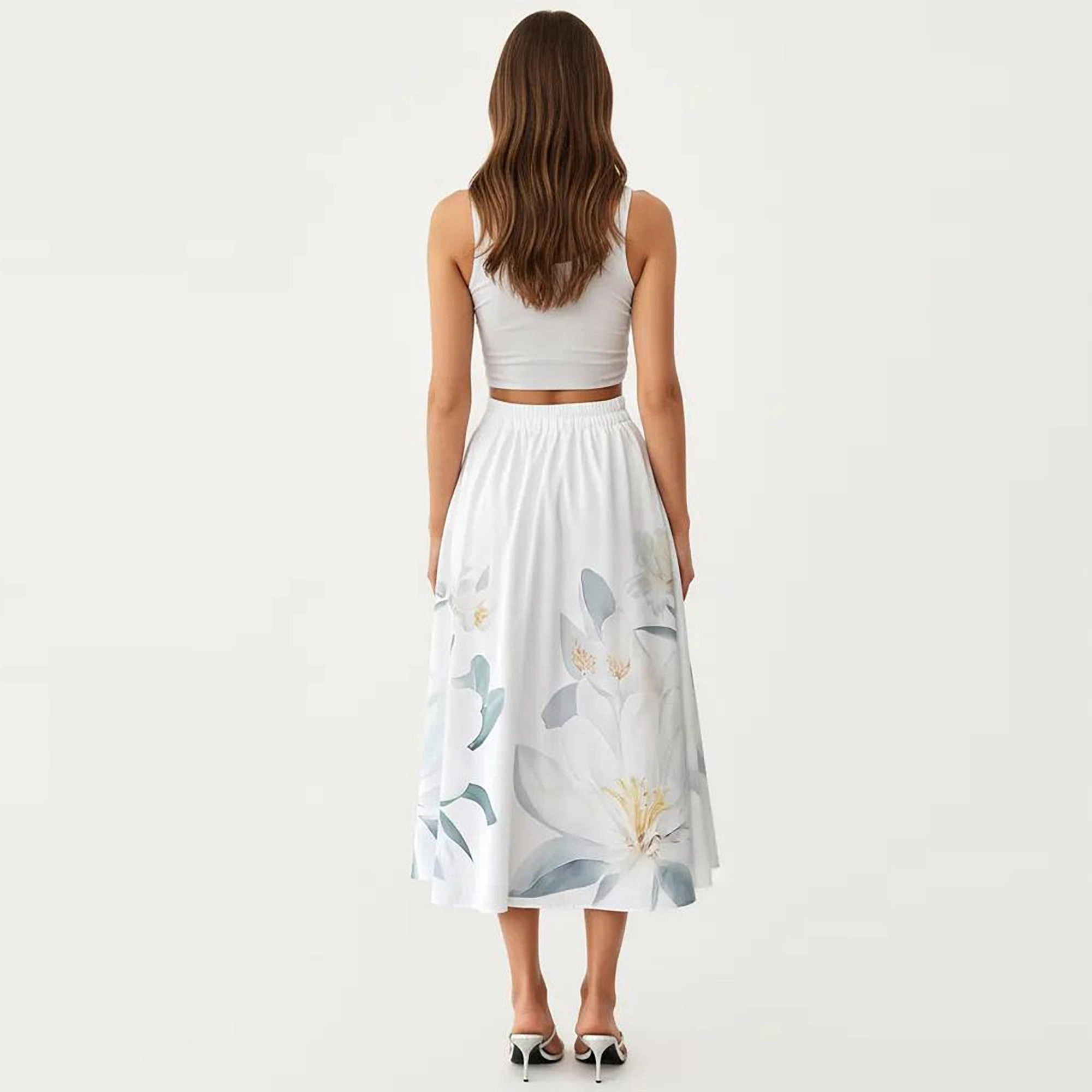 Anna-Kaci Womens High Waist Button-Front A-Line Midi Skirt
