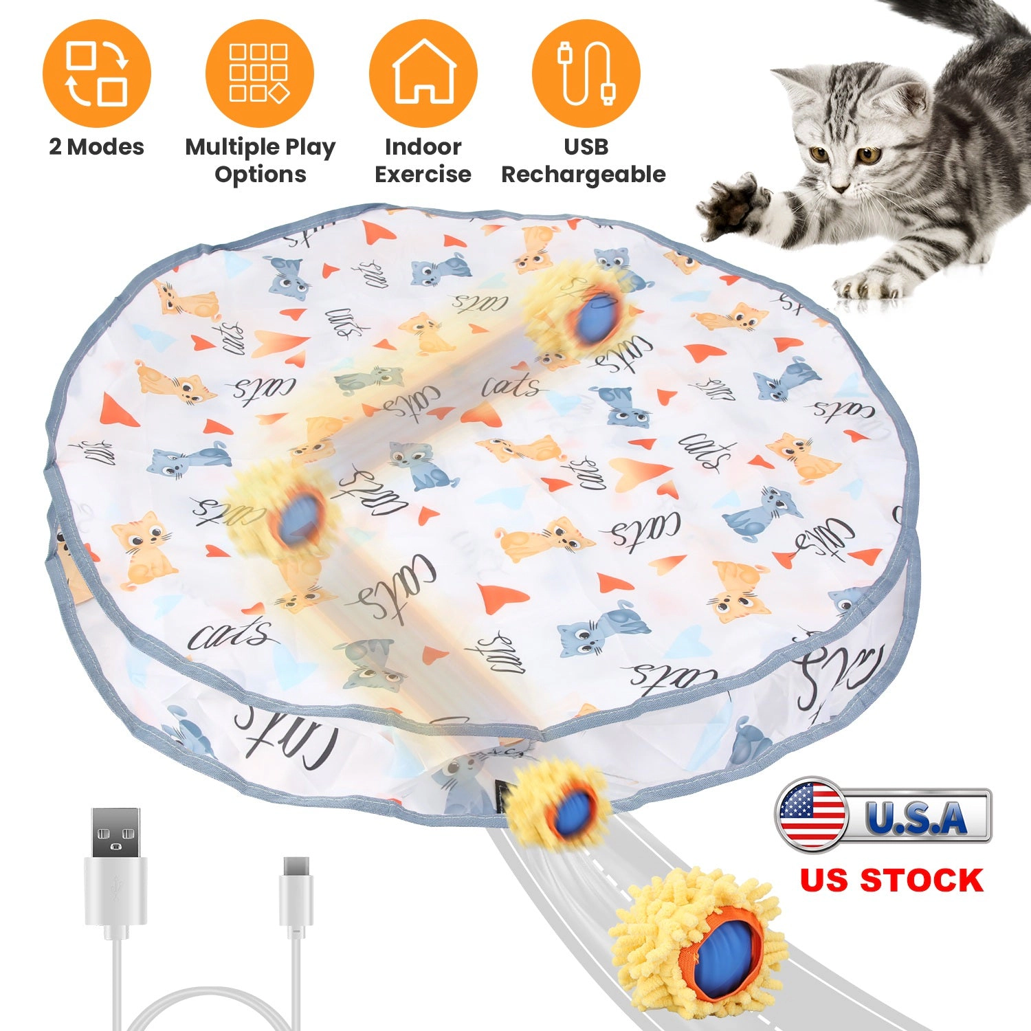 GBruno Rechargeable Motion-Activated Cat Toy Ball