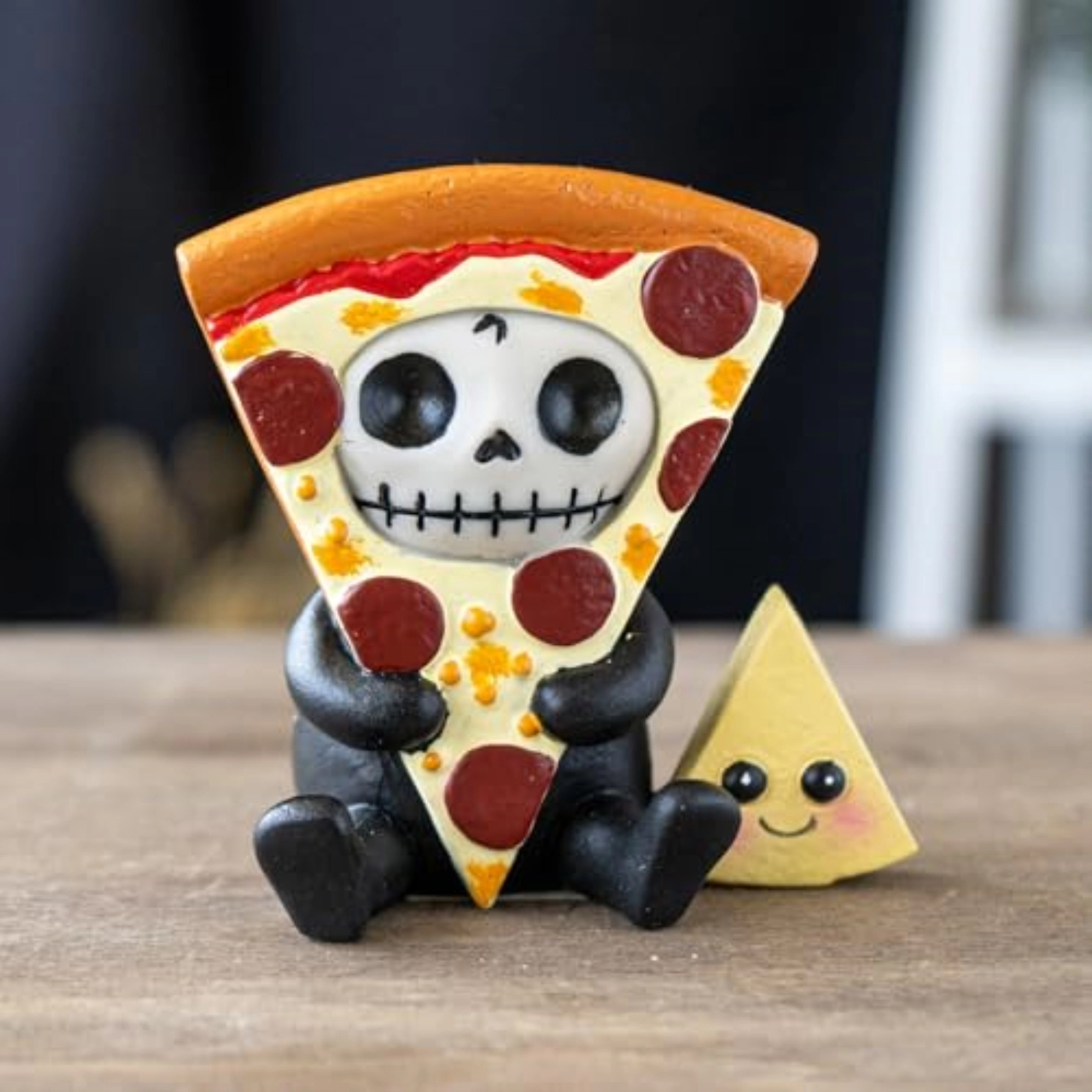 Pacific Giftware Furrybones Peppi Skeleton in Pizza Costume Figurine in Costume 3 inchesTall