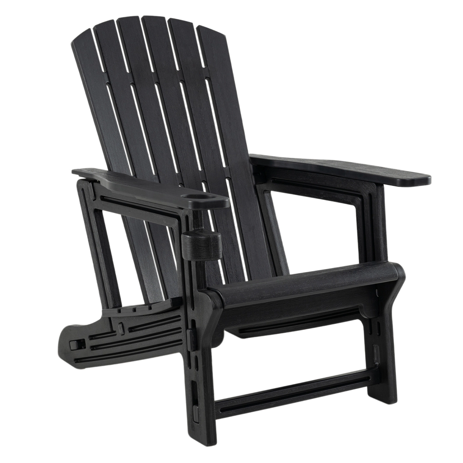 LJG HDPE Adirondack Chair with Cup Holder and Wooden Texture for Patio