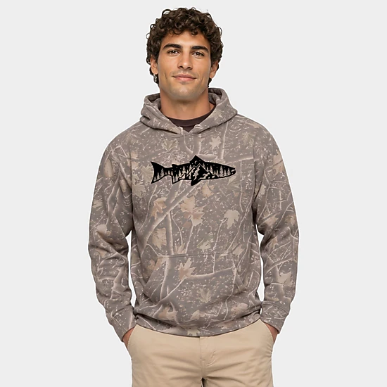 Simply Sage Market - Men's Camo Hoodie - Fish and Trees