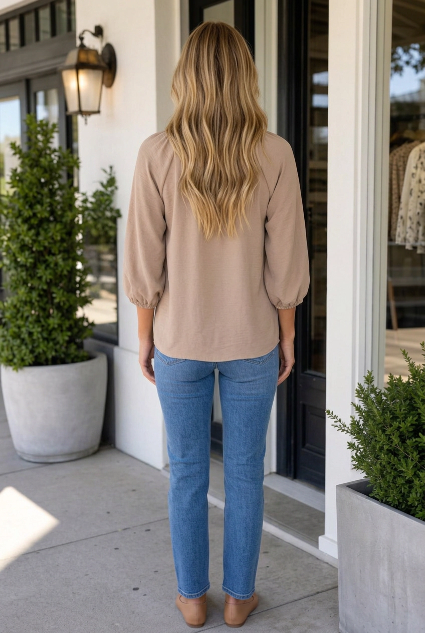 Threaded Pear Women's Helenia Quarter Sleeve Blouse
