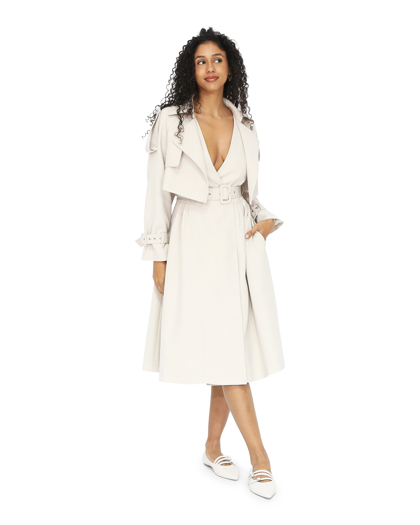 Belle & Bloom Womens Manhattan Cropped Trench