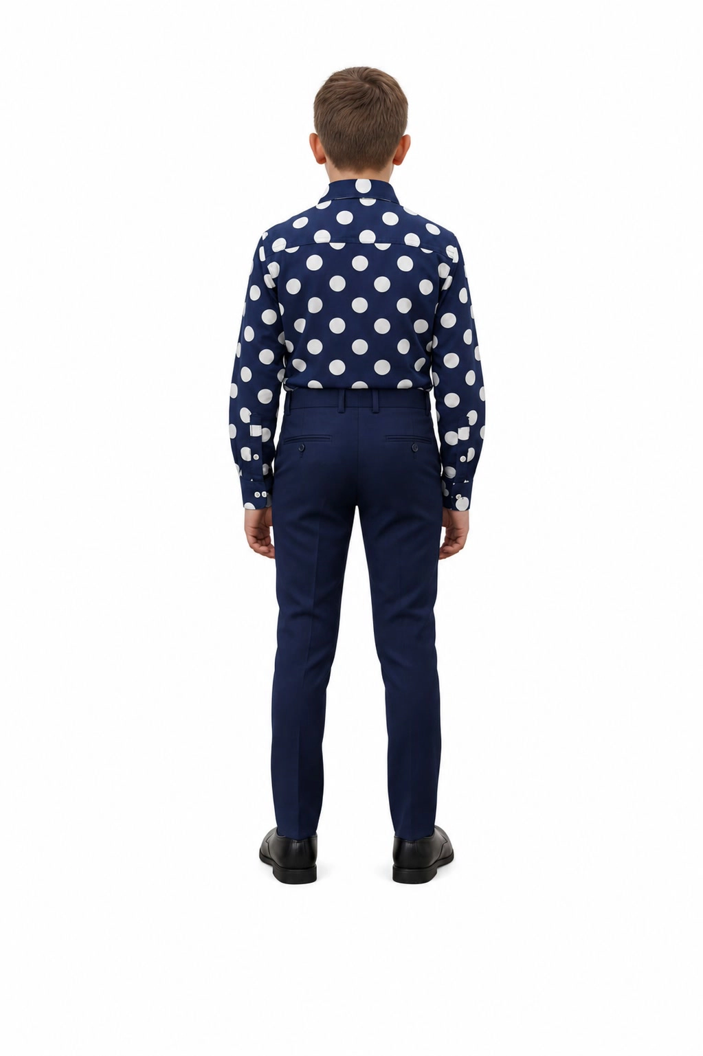 Elie Balleh Boys Slim Fit Long Sleeve Polka Dot Shirt