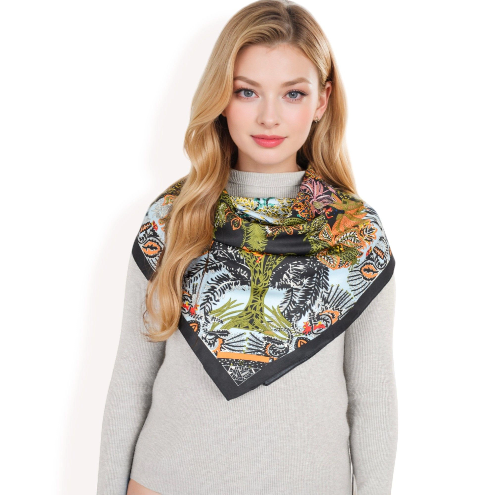 Anna-Kaci Women's Floral Paisley Scarf with Vibrant Prints and Elegant Square Design