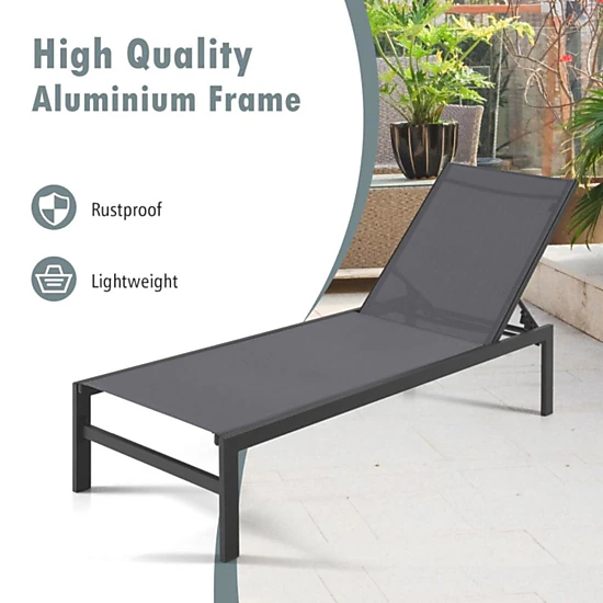 Hivvago 6-Position Chaise Lounge Chairs With Rustproof Aluminium Frame