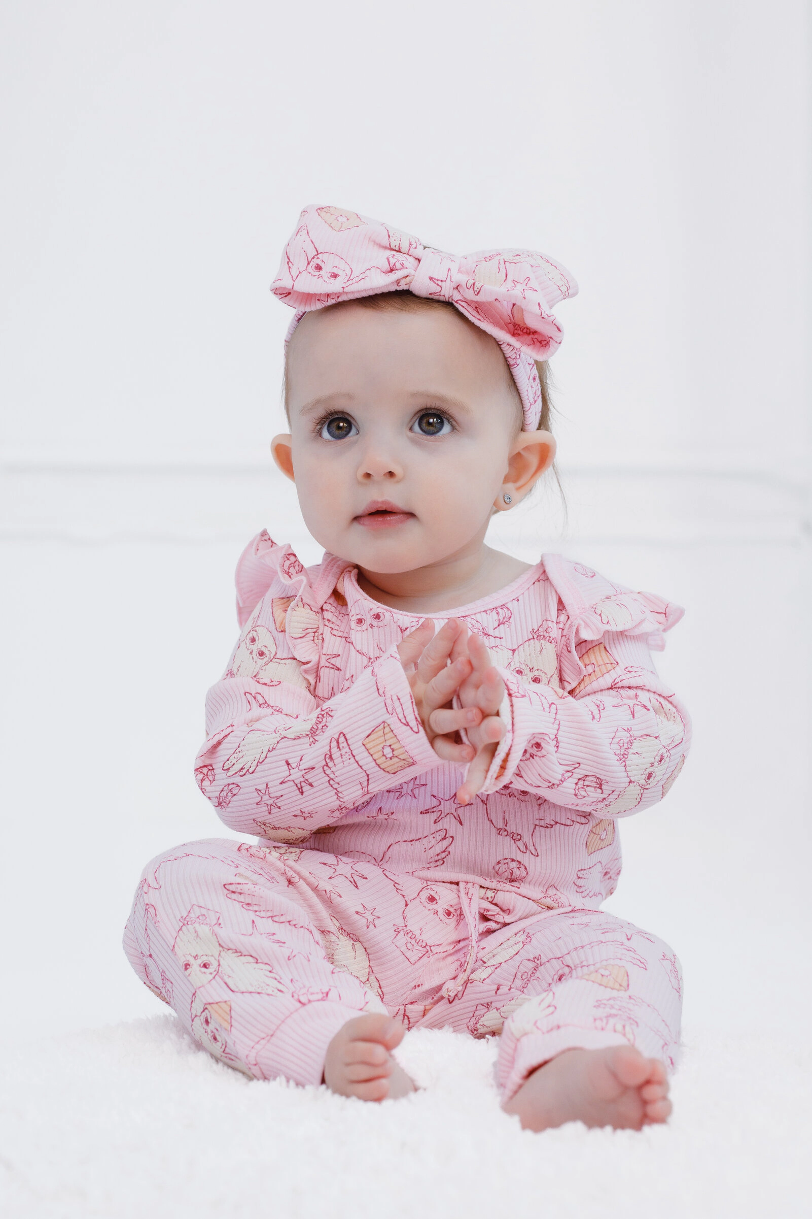 Harry Potter Hedwig Baby Girls' Bodysuit and Pants Set with Headband