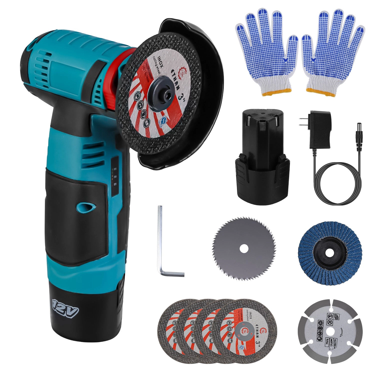 GBruno 12V Cordless Mini Angle Grinder With Batteries