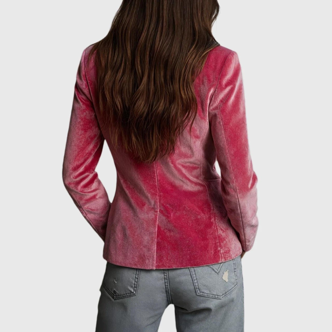 YesFashion Women's Velvet Blazer Casual Notched Lapel Single Breasted Work Suit Jacket