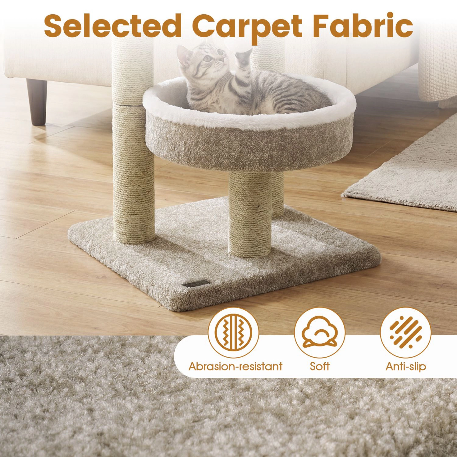 SlickBlue Compact Cat Tree with 2 Perches, Scratching Posts & Plush Ball
