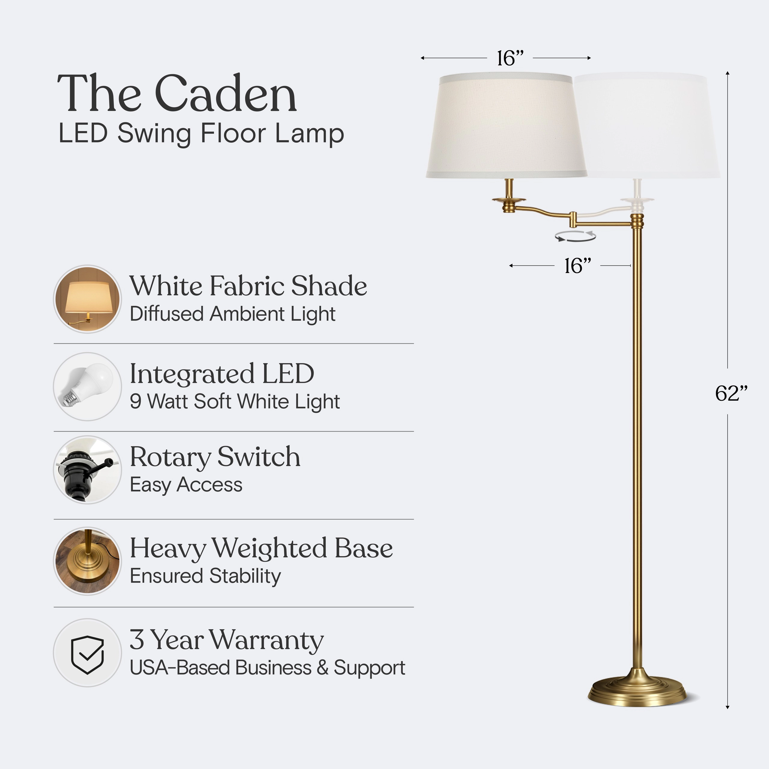 Brightech Caden Swing Swing Arm Drum Floor Lamp