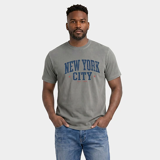 Simply Sage Market - Men's Garment Dyed Graphic T-Shirt - New York City Varsity Stars