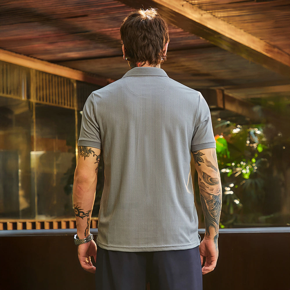 Ribbed -Tactile Polo T-Shirt