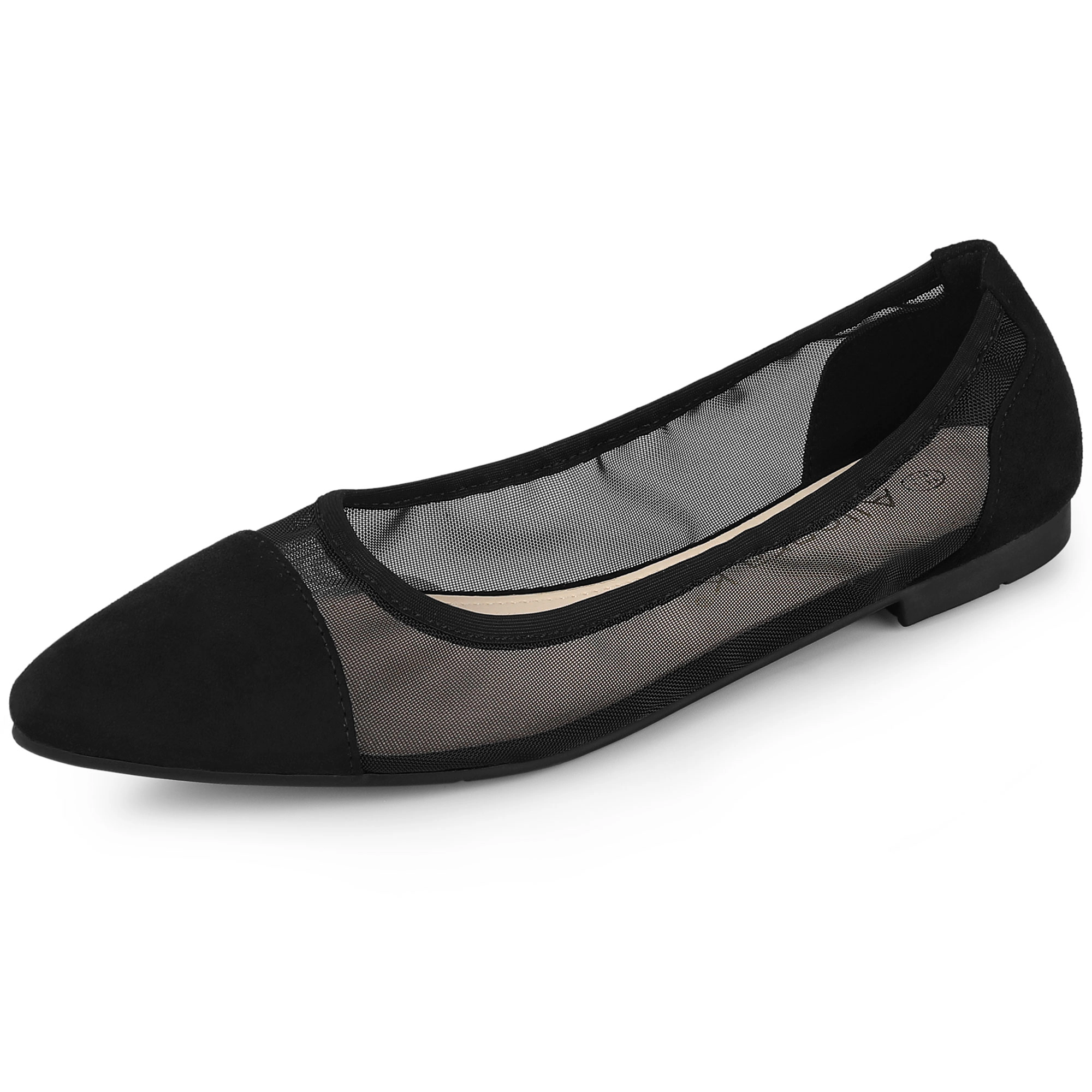 BLISSFUL STEP Women Pointed Toe Slip On Mesh Flats