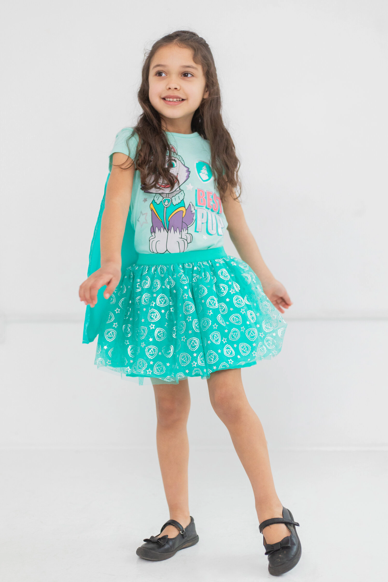 Paw Patrol Everest Girls' Cosplay T-Shirt and Tutu Set with Cape