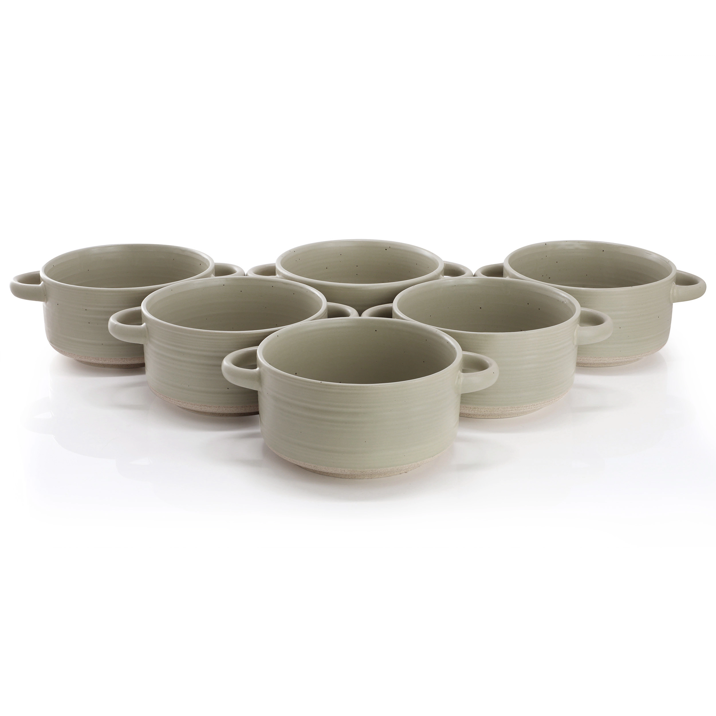 Gibson Elite Monaco Circle 6 Piece Inch Stoneware Soup Bowls with Handles Cream