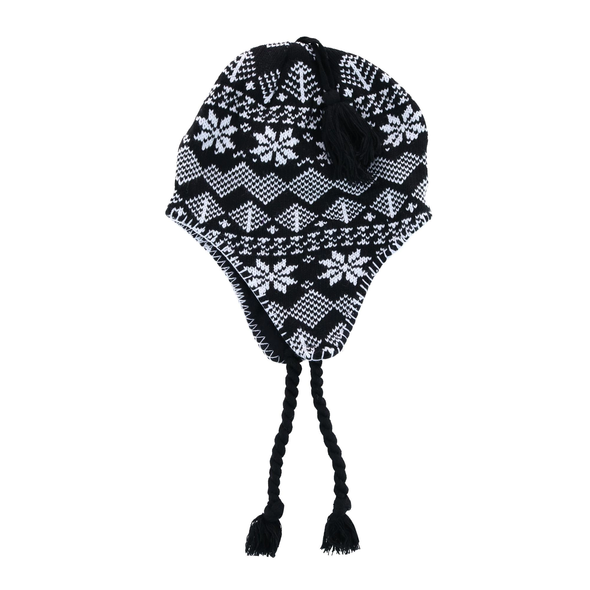 CTM Women's Heavy Knit Winter Pattern Peruvian Hat