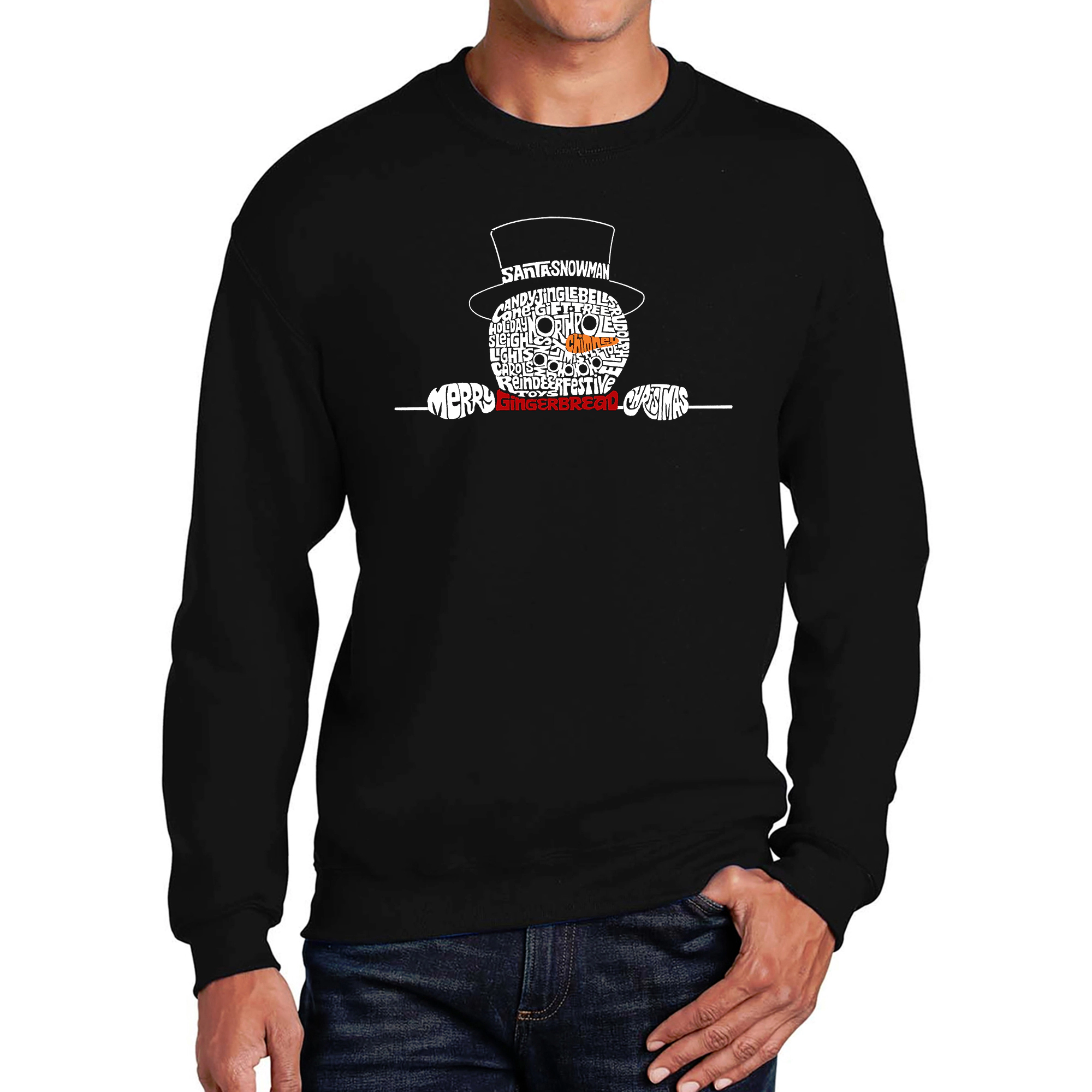 LA Pop Art Peeking Snowman - Men's Word Crew Sweatshirt