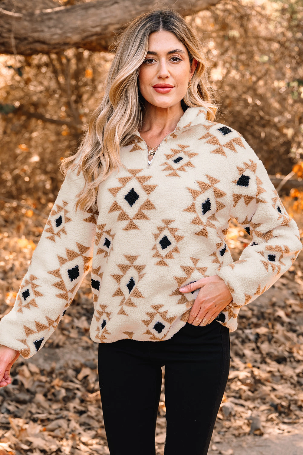 Threaded Pear Women's Elizy Quarter Zip Collar Sweatshirt