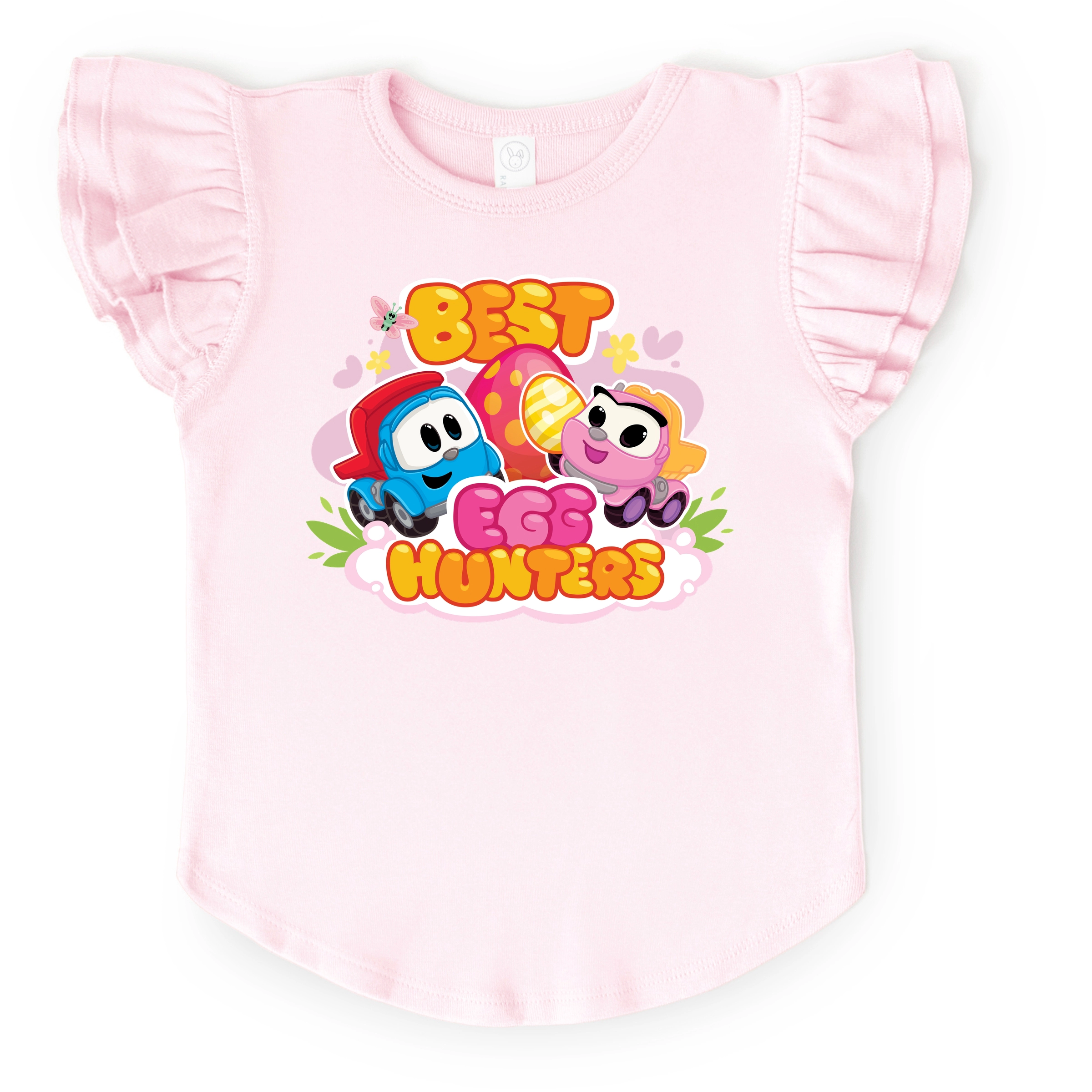the Juniper Shop - Girl's Flutter Sleeve Graphic T-Shirt Leo Truck Best Egg Hunters