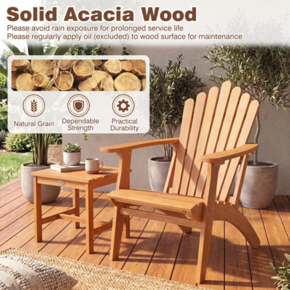 Hivvago Acacia Wood Outdoor Patio Chair With 400 Lbs Weight Capacity