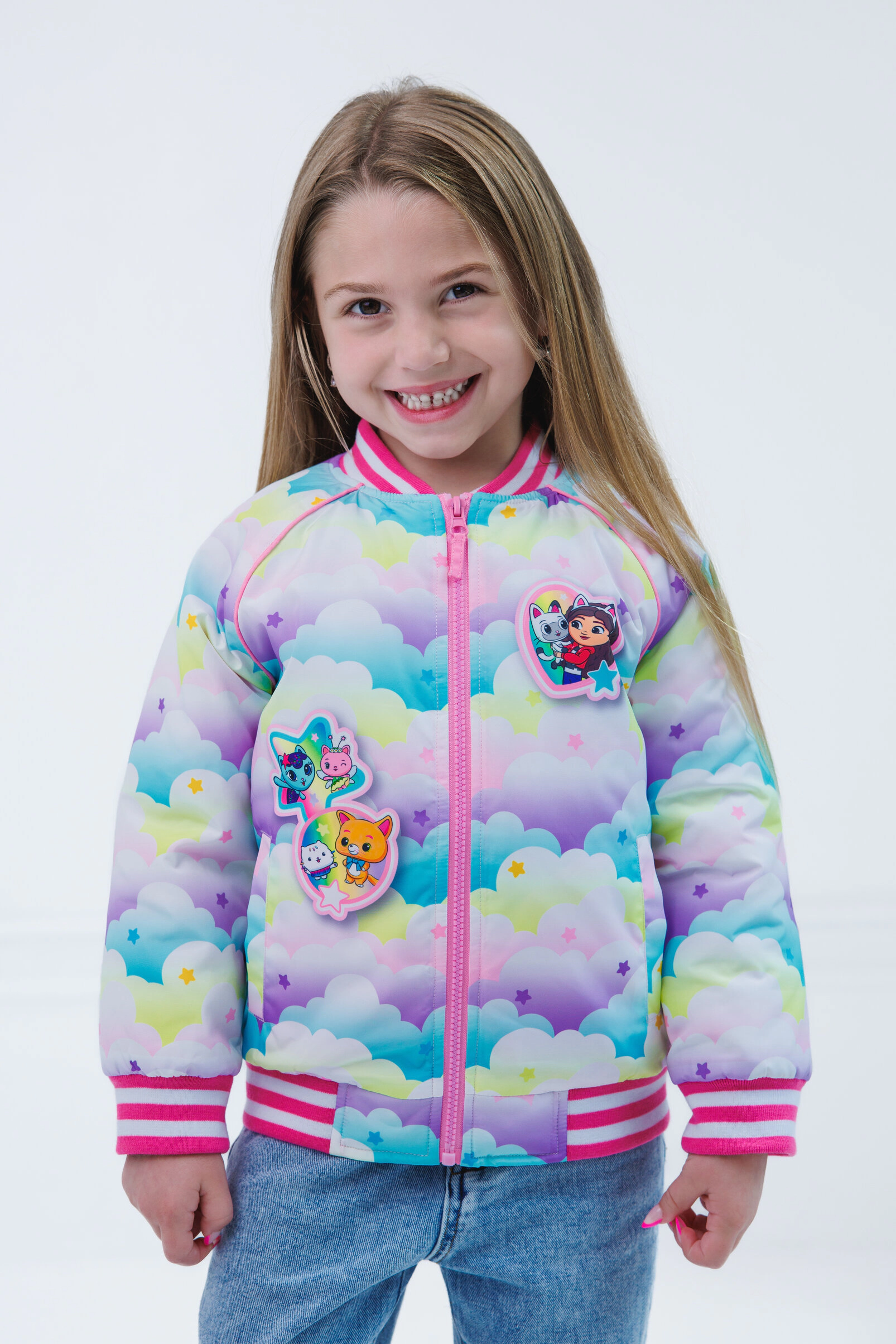 Dreamworks Gabby's Dollhouse Girls' Zip-Up Bomber Jacket