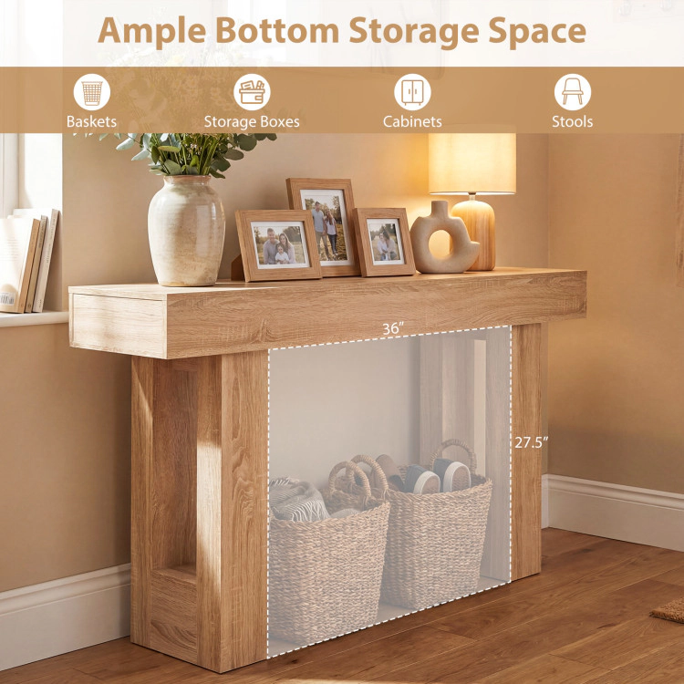 Hivvago 63 Inches Long Console Table Farmhouse Entryway Table With Storage