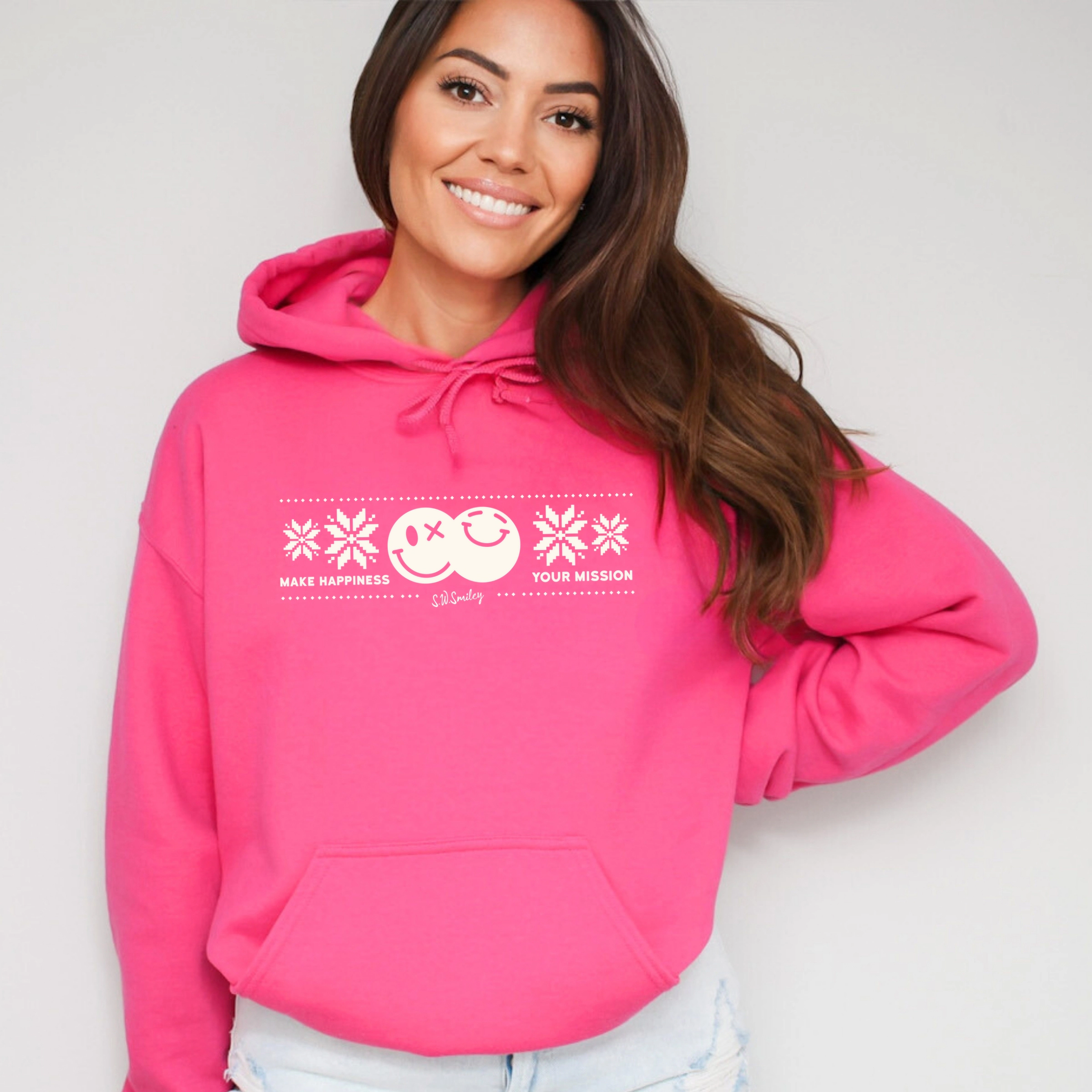 Simply Sage Market - Women's Graphic Hoodie S.W.Smiley Make Happiness Your Mission Cream