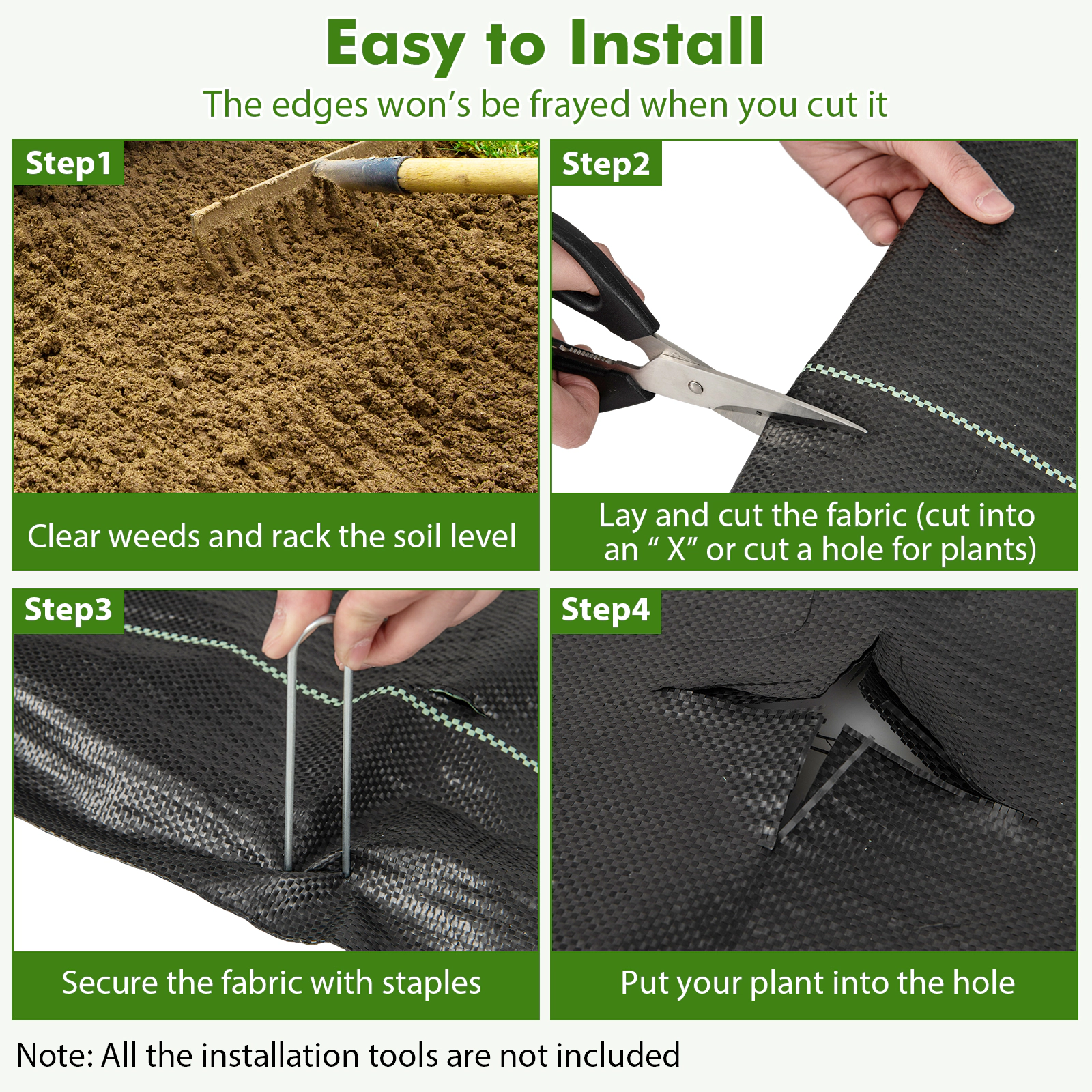 SUGIFT Woven PP Weed Barrier Landscape Fabric Roll Black