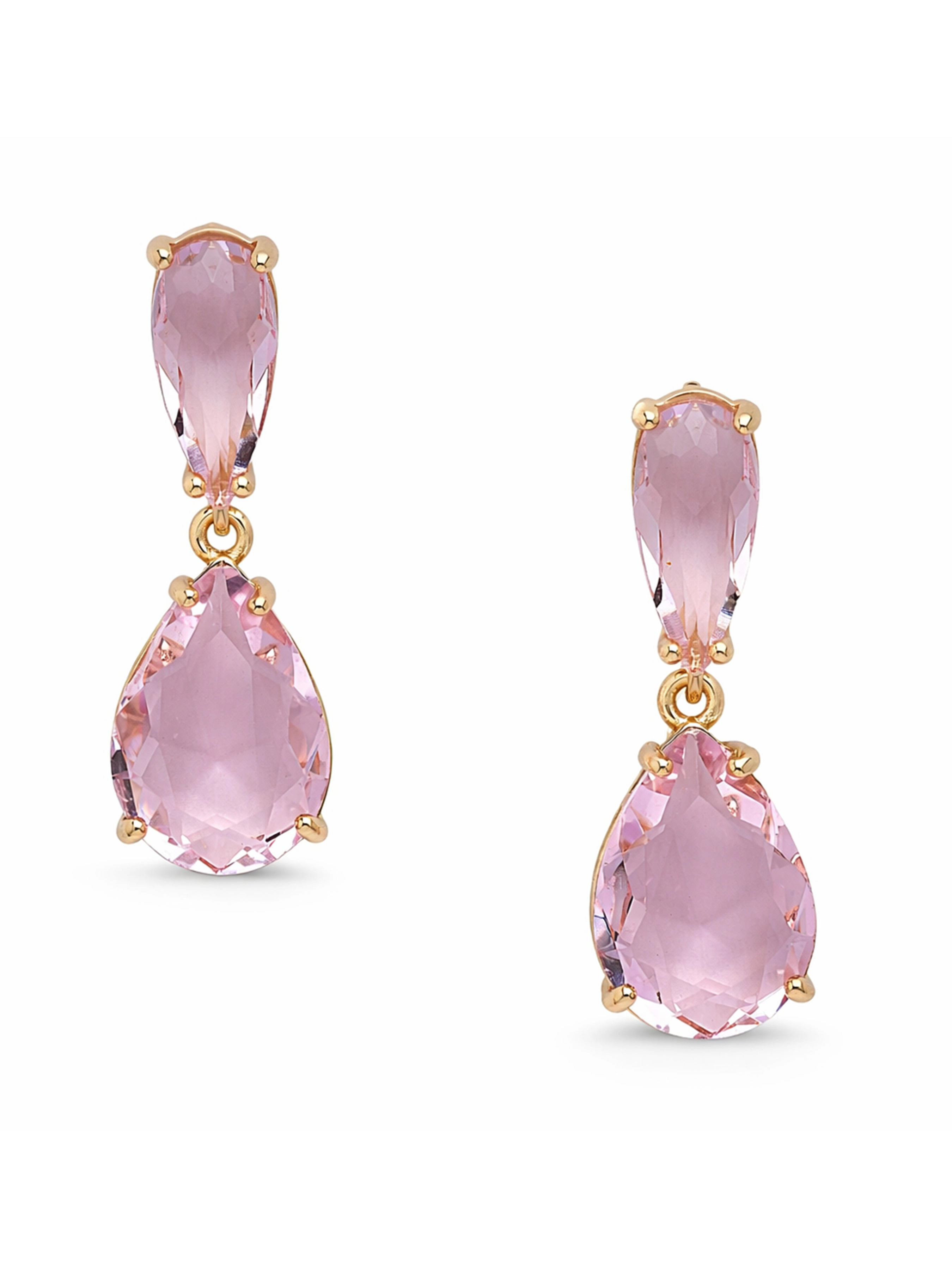AGP PARIS Womens Double Teardrop Crystal Drop Earrings