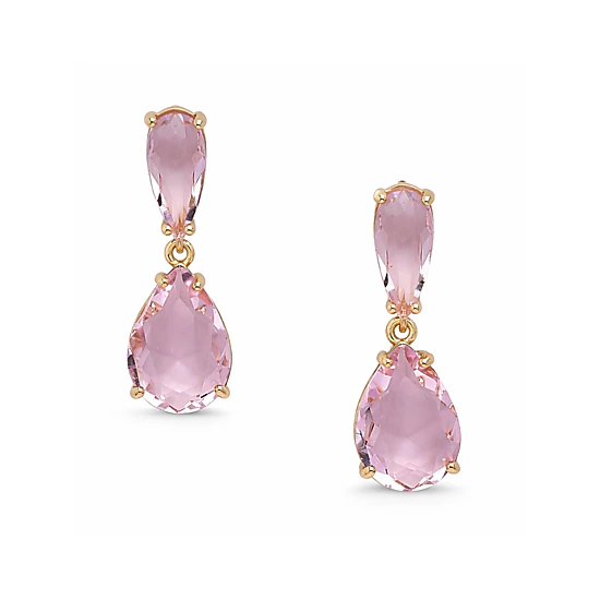 AGP PARIS Womens Double Teardrop Crystal Drop Earrings