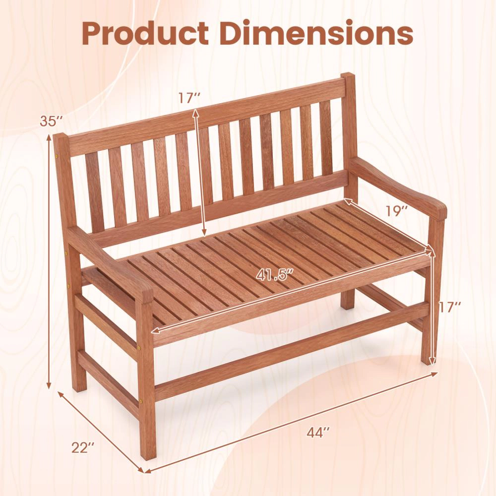 Hivvago 44 Inch 2-Seat Outdoor Loveseat Bench