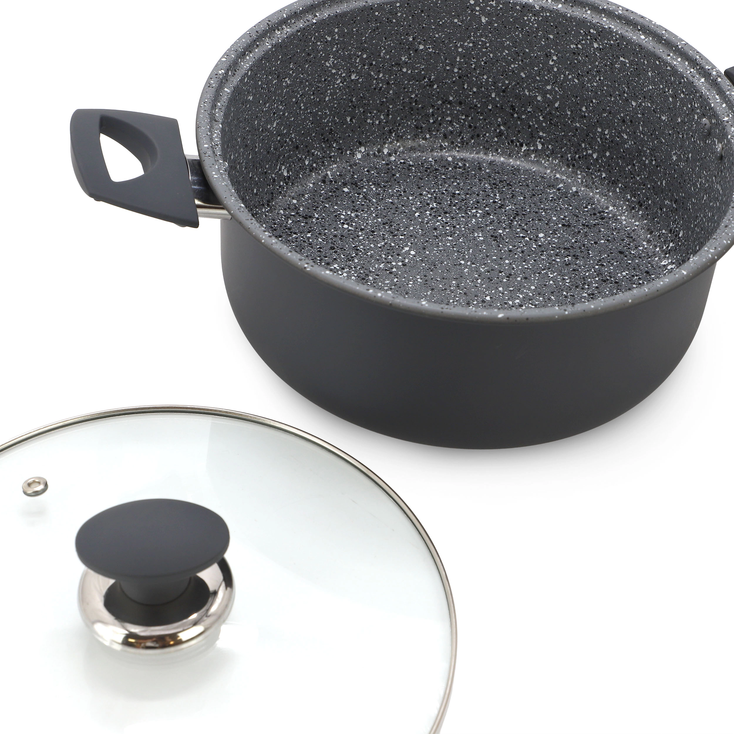 Gibson Home Clipperton 4.4 Liter Speckled Grey Nonstick Steel Dutch Oven with Lid