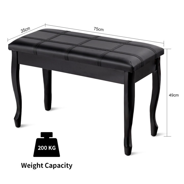 Hivvago PU Leather Upholstered Piano Bench with Built-in Storage and Solid Wood Frame
