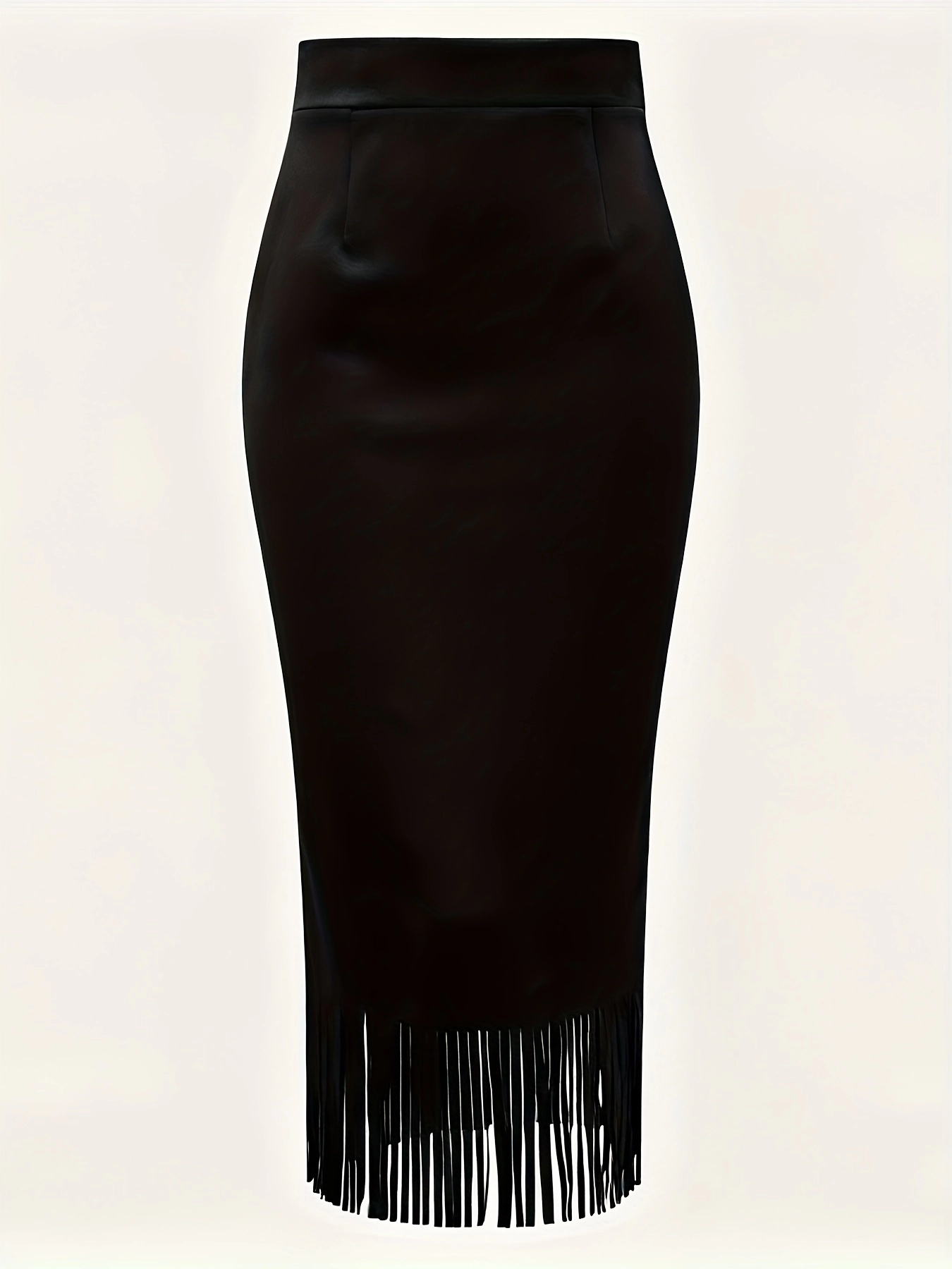 BLUEMING Womens Fringe Trim Faux Suede Skirt Boho High Waisted Pencil Dressy Fall Winter Midi Long Skirt Vacation Street